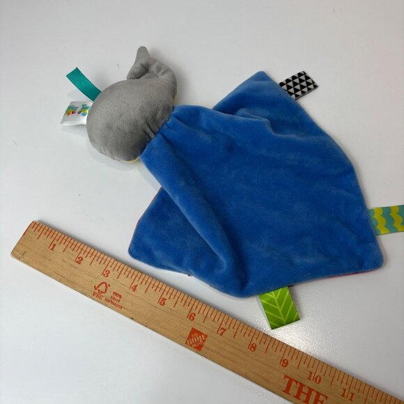 Bright Starts Taggies Whale Plush Baby Lovey Security Blanket 10" Blue Sensory - Picture 5 of 6